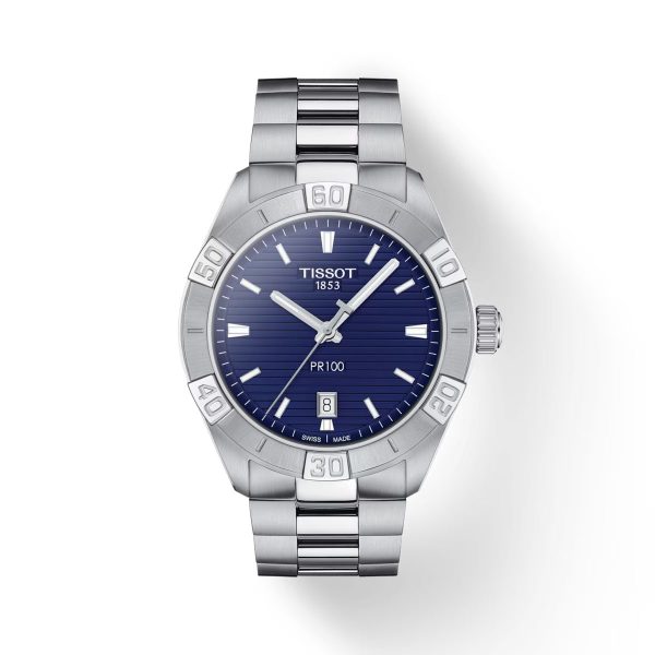 Montre homme Tissot PR 100 Sport réf. T1016101104100, mouvement quartz, boîtier 42 mm, acier inoxydable – vue principale, Horlova Maroc