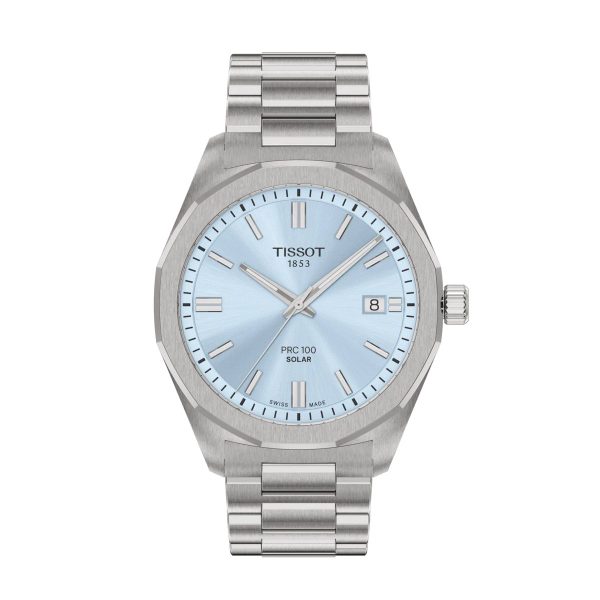 Montre homme Tissot PRC 100 Solar réf. T151.422.11.351.00, mouvement solaire, boîtier 39 mm, étanche 100 m – vue principale, Horlova Maroc
