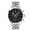 Montre homme Tissot PRC 200 Chronograph 40 mm réf. T114.417.11.057.00, cadran noir, bracelet acier – vue de face | Horlova Maroc