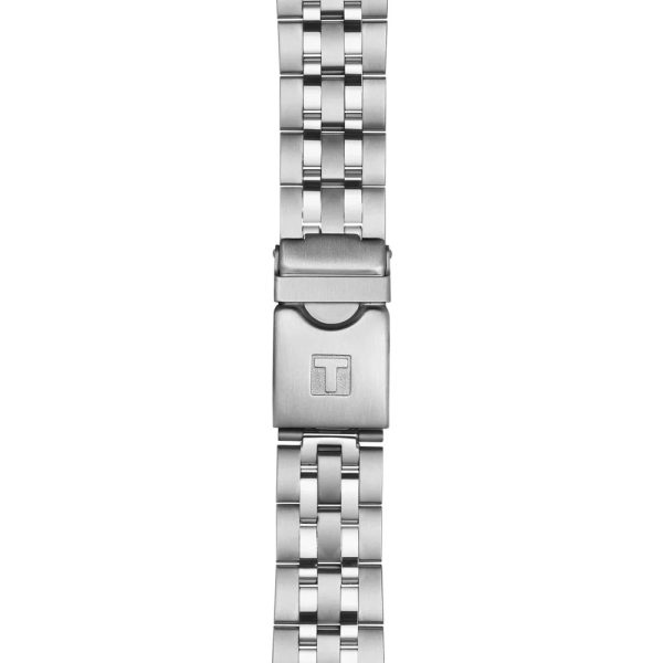 Montre homme Tissot PRC 200 Chronograph 40 mm réf. T114.417.11.057.00, cadran noir, bracelet acier – détail du bracelet