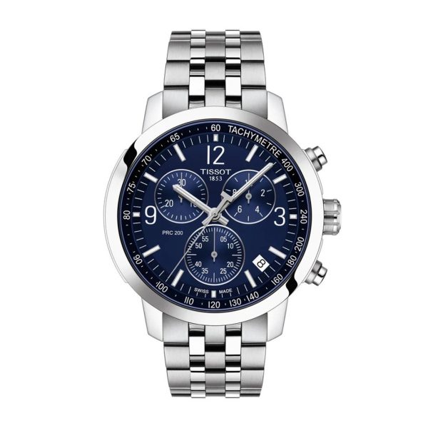 Montre homme Tissot PRC 200 Chronograph 43 mm réf. T1144171104700, cadran bleu – autre angle