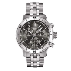 Montre homme Tissot Prs 200 42 mm réf. T067.417.11.051.00, cadran noir, bracelet acier – vue de face | Horlova Maroc