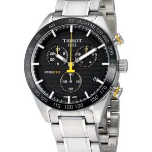 Montre homme Tissot Prs 516 réf. T100.417.11.051.00, chronographe quartz, boîtier 42 mm, acier inoxydable – vue principale, Horlova Maroc