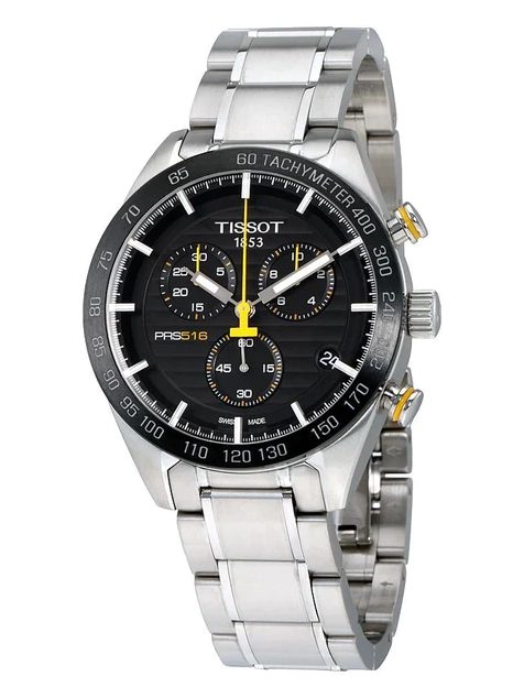 Montre homme Tissot Prs 516 réf. T100.417.11.051.00, chronographe quartz, boîtier 42 mm, acier inoxydable – vue principale, Horlova Maroc
