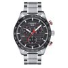 Montre homme Tissot Prs 516 42 mm réf. T100.417.11.051.01, cadran noir, bracelet acier – vue de face | Horlova Maroc