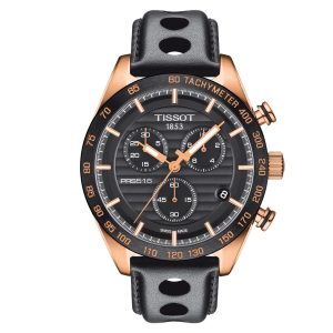 Montre homme Tissot Prs 516 42 mm réf. T100.417.16.051.00, cadran noir, mouvement quartz chronographe – vue de face | Horlova Maroc
