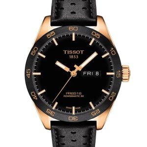 Montre homme Tissot Prs 516 Powermatic réf. T1004303605101, mouvement automatique, boîtier 42 mm, cuir – vue principale, Horlova Maroc