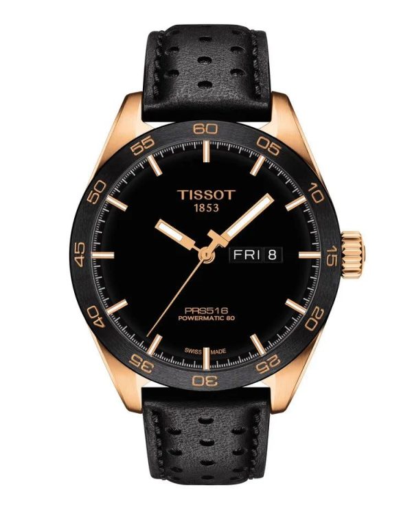 Montre homme Tissot Prs 516 Powermatic réf. T1004303605101, mouvement automatique, boîtier 42 mm, cuir – vue principale, Horlova Maroc