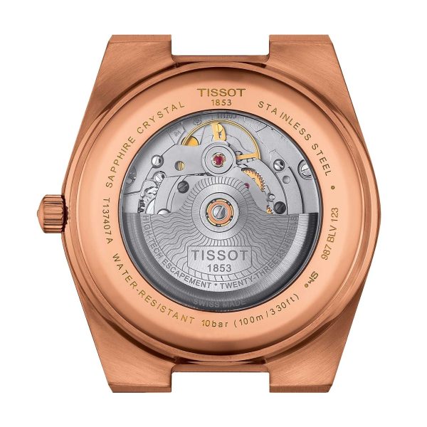 Montre homme Tissot PRX 40 mm réf. T137.407.33.041.00, cadran bleu, bracelet acier – autre angle