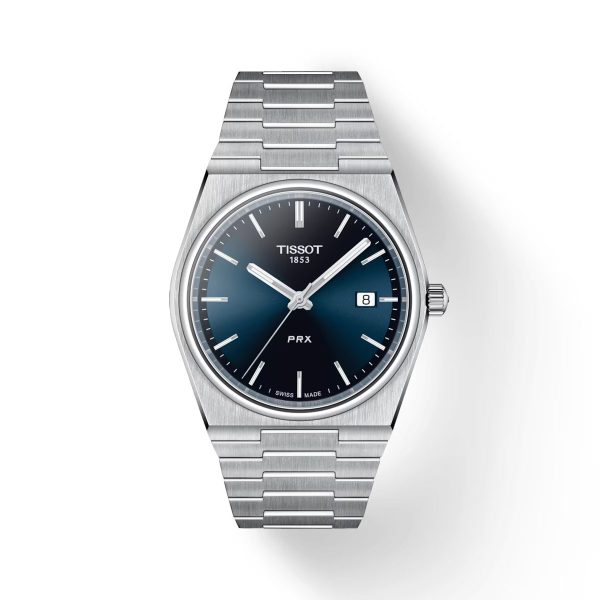 Montre homme Tissot PRX 40 mm réf. T137.410.11.051.00, cadran noir, bracelet acier, mouvement quartz – vue de face | Horlova Maroc