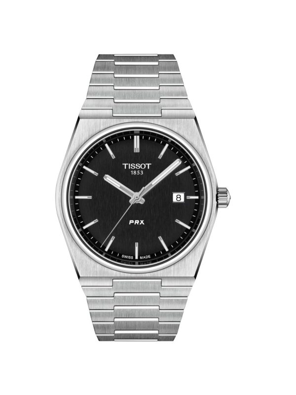Montre homme Tissot PRX 40 mm réf. T137.410.11.051.00, cadran noir, bracelet acier – autre angle
