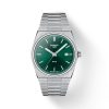 Montre homme Tissot PRX 40 mm réf. T137.410.11.091.00, cadran vert, bracelet acier, mouvement quartz – vue de face | Horlova Maroc