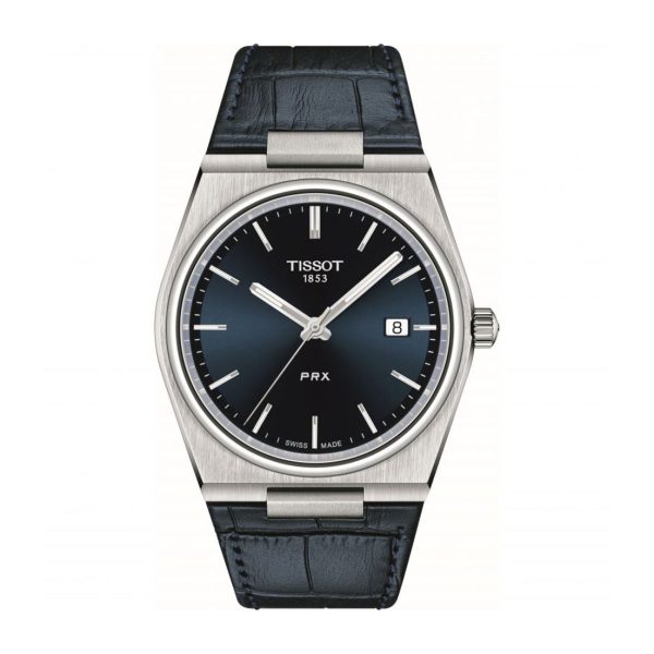 Montre homme Tissot PRX 40 mm réf. T1374101604100, cadran bleu, mouvement quartz – autre angle