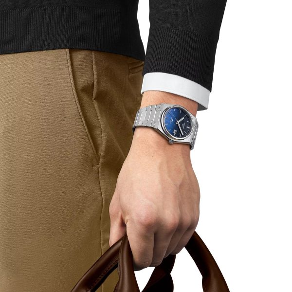 Montre homme Tissot PRX Powermatic réf. T137.407.11.051.01, mouvement automatique, boîtier 40 mm – vue principale, Horlova Maroc