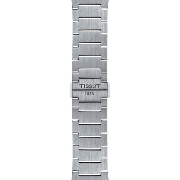 Montre homme Tissot PRX Powermatic 40 mm réf. T137.407.11.351.00, cadran bleu, bracelet acier – détail du bracelet