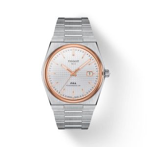 Montre homme Tissot PRX Powermatic 40 mm réf. T137.407.21.031.00, cadran argenté, bracelet acier – vue de face | Horlova Maroc
