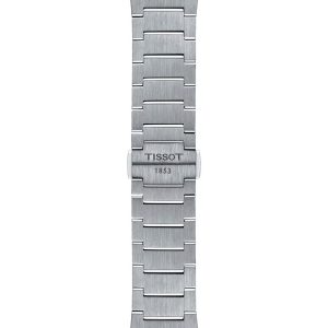 Montre homme Tissot PRX Powermatic 40 mm réf. T137.407.21.031.00, cadran argenté, bracelet acier – vue de trois-quarts