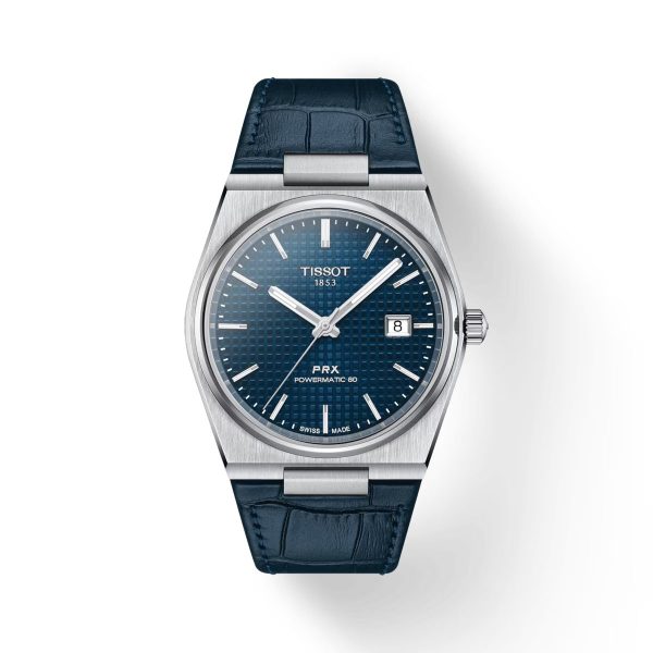 Montre homme Tissot PRX Powermatic 40 mm réf. T1374071604100, cadran bleu, mouvement automatique – vue de face | Horlova Maroc