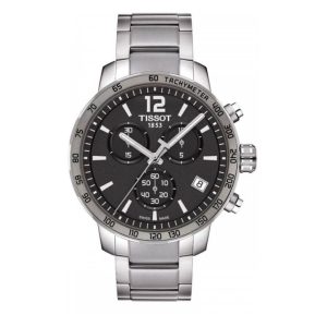 Montre homme Tissot Quickster réf. T095.417.11.067.00, chronographe quartz, boîtier 42 mm, acier inoxydable – vue principale, Horlova Maroc