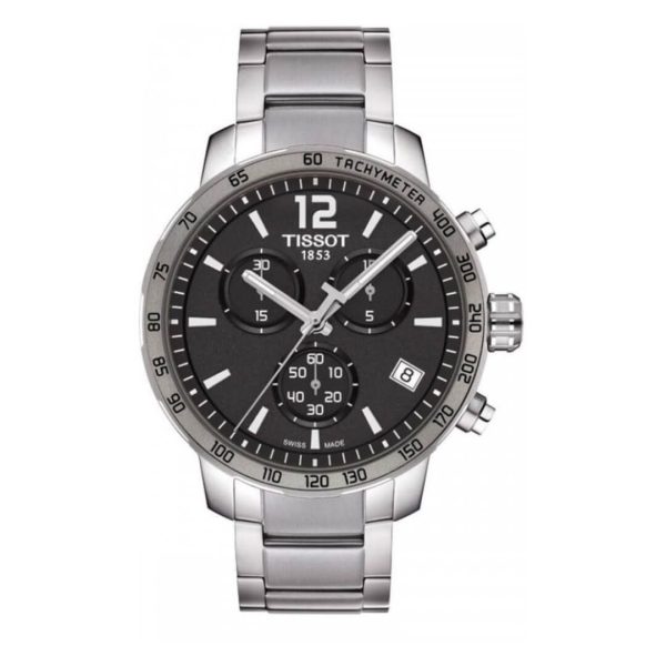 Montre homme Tissot Quickster réf. T095.417.11.067.00, chronographe quartz, boîtier 42 mm, acier inoxydable – vue principale, Horlova Maroc