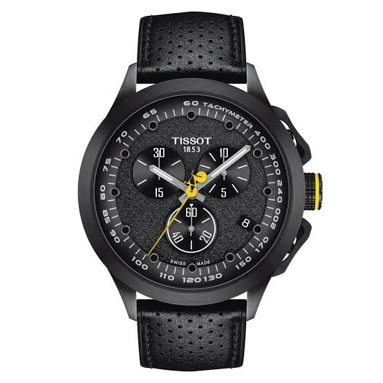 Montre homme Tissot Race Cycling Tour réf. T1354173705100, chronographe quartz, boîtier 45 mm, cuir – vue principale, Horlova Maroc