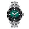 Montre homme Tissot Seastar 1000 43 mm réf. T120.407.11.091.01, cadran turquoise, bracelet acier – vue de face | Horlova Maroc
