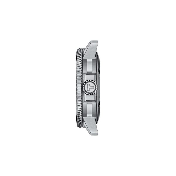 Montre homme Tissot Seastar 1000 43 mm réf. T120.407.11.091.01, cadran turquoise, bracelet acier – vue de profil