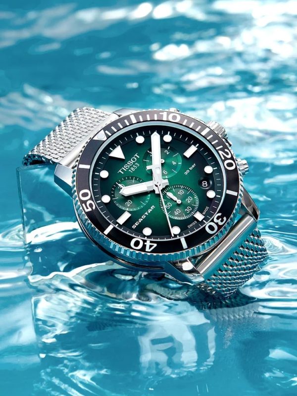 Montre homme Tissot Seastar 1000 réf. T120.417.11.091.00, chronographe quartz, boîtier 45,5 mm, acier inoxydable – deuxième vue