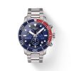 Montre homme Tissot Seastar 1000 Chronograph 45.5 mm réf. T120.417.11.041.03, cadran bleu, bracelet acier – vue de face | Horlova Maroc