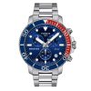 Montre homme Tissot Seastar 1000 Chronograph 45.5 mm réf. T120.417.11.041.03, cadran bleu, bracelet acier – autre angle
