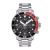 Montre homme Tissot Seastar 1000 Chronograph 45.5 mm réf. T120.417.11.051.01, cadran noir, bracelet acier – vue rapprochée