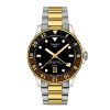 Montre homme Tissot Seastar 1000 GMT 40 mm réf. T1208522205100, cadran noir, bracelet acier, mouvement quartz – vue de face | Horlova Maroc
