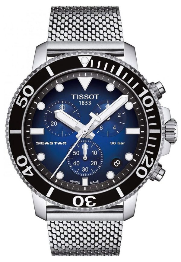 Montre homme Tissot Seastar réf. T120.417.11.041.02, chronographe quartz, boîtier 45,5 mm, acier inoxydable, verre saphir – deuxième vue