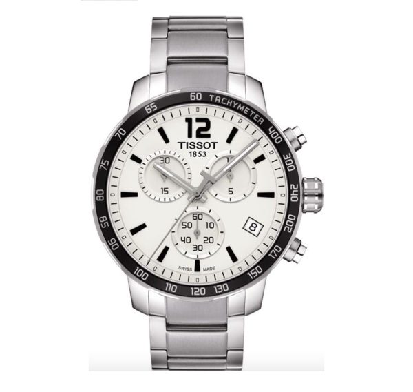 Montre homme Tissot Sport réf. T095.417.11.037.00, chronographe quartz, boîtier 42 mm, acier inoxydable – vue principale, Horlova Maroc