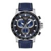 Montre homme Tissot Supersport Chrono 45.5 mm réf. T125.617.17.051.03, cadran noir, bracelet cuir – vue de face | Horlova Maroc
