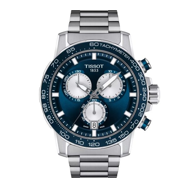 Montre homme Tissot Supersport Chrono réf. T1256171104100, chronographe quartz, boîtier 45,5 mm – vue principale, Horlova Maroc