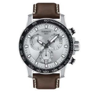 Montre homme Tissot Supersport Chrono réf. T1256171603100, chronographe quartz, boîtier 45,5 mm, cuir – vue principale, Horlova Maroc