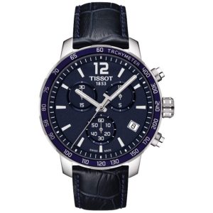 Montre homme Tissot réf. T095.417.16.047.00, chronographe quartz, acier inoxydable, cuir – vue principale, Horlova Maroc
