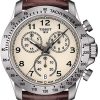 Montre homme Tissot réf. T106.417.16.262.00, cadran blanc, bracelet cuir – vue de trois-quarts