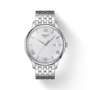 Montre homme Tissot Tradition réf. T0636101103800, mouvement quartz, boîtier 42 mm, acier inoxydable – vue principale, Horlova Maroc