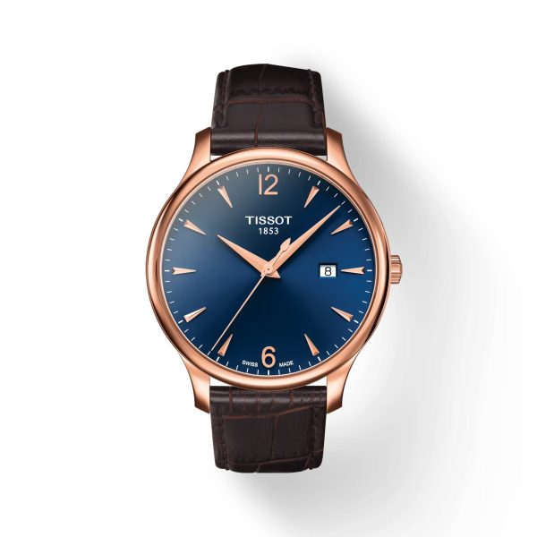 Montre homme Tissot Tradition réf. T0636103604700, mouvement quartz, boîtier 42 mm, acier inoxydable, cuir – vue principale, Horlova Maroc