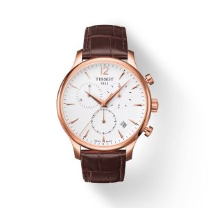 Montre homme Tissot Tradition Chronograph 42 mm réf. T0636173603700, cadran argenté – vue de face | Horlova Maroc