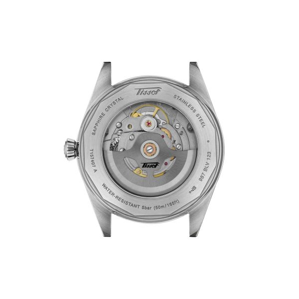 Montre homme Tissot Visodate réf. T157.407.11.041.00, mouvement automatique, boîtier 39 mm, acier inoxydable, verre saphir – troisième vue