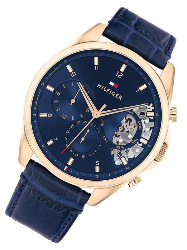 Montre homme Tommy Hilfiger réf. 1710451, bracelet cuir, mouvement quartz – vue de trois-quarts