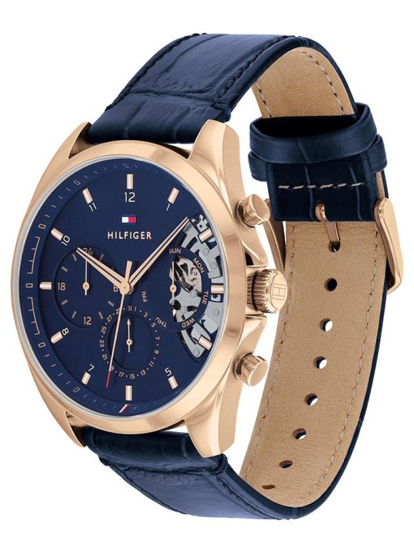 Montre homme Tommy Hilfiger réf. 1710451, bracelet cuir, mouvement quartz, montre-bracelet Tommy Hilfiger – autre angle