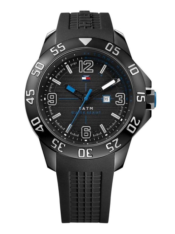 Montre homme Tommy Hilfiger réf. 1790983, mouvement quartz, acier inoxydable, silicone – vue principale, Horlova Maroc