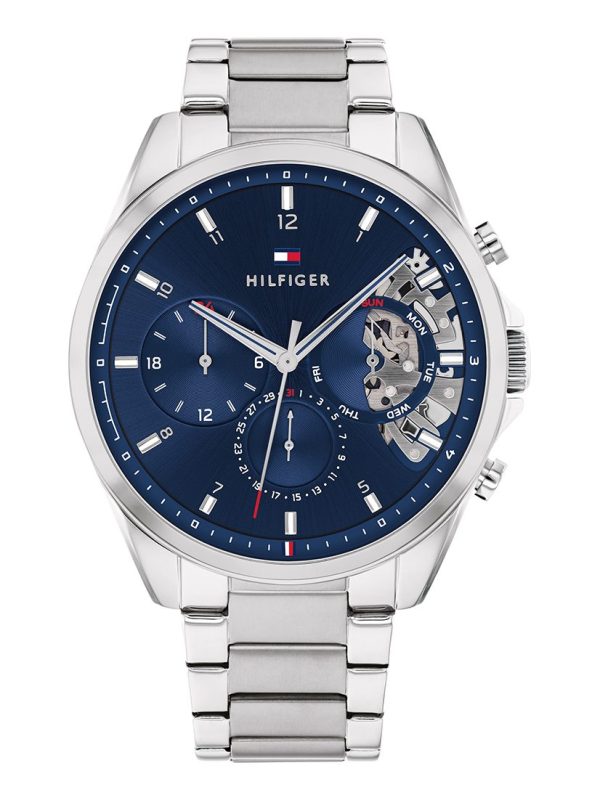 Montre homme Tommy Hilfiger 43.5 mm réf. 1710448, bracelet acier, mouvement quartz – vue de face | Horlova Maroc