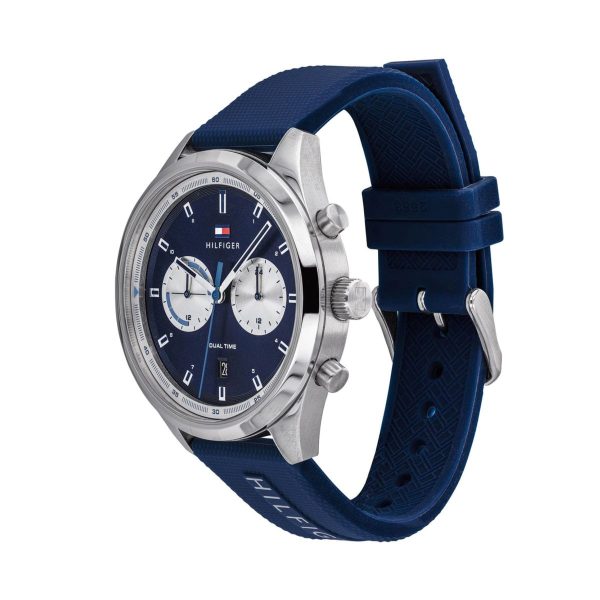 Montre homme Tommy Hilfiger réf. 1791781, mouvement quartz, boîtier 43 mm, acier inoxydable, silicone, verre minéral – quatrième vue