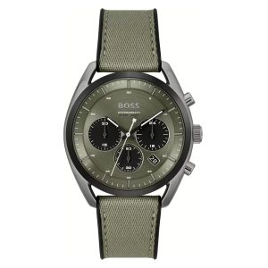 Montre homme Tommy Hilfiger 44 mm réf. 1514092, cadran vert, mouvement quartz chronographe – vue de face | Horlova Maroc