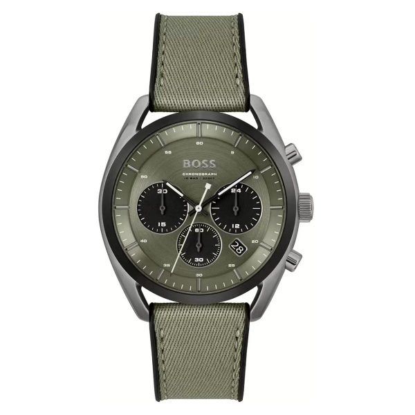 Montre homme Tommy Hilfiger 44 mm réf. 1514092, cadran vert, mouvement quartz chronographe – vue de face | Horlova Maroc